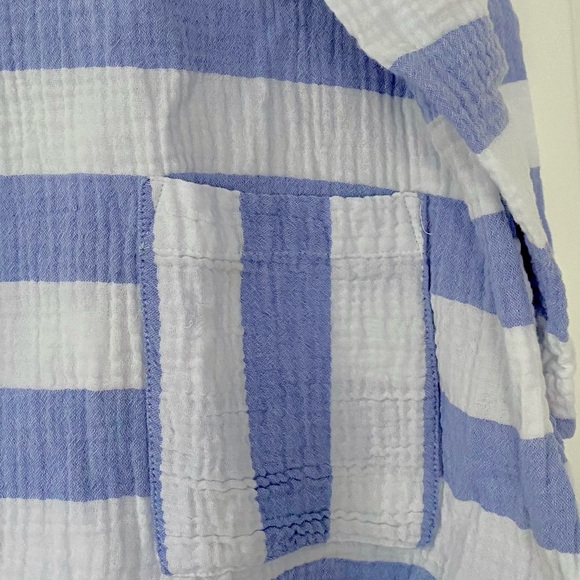 Habitat Periwinkle Blue and White Striped Shirt. 100% Cotton, 3/4 Sleeve  EC SzM - Picture 9 of 14